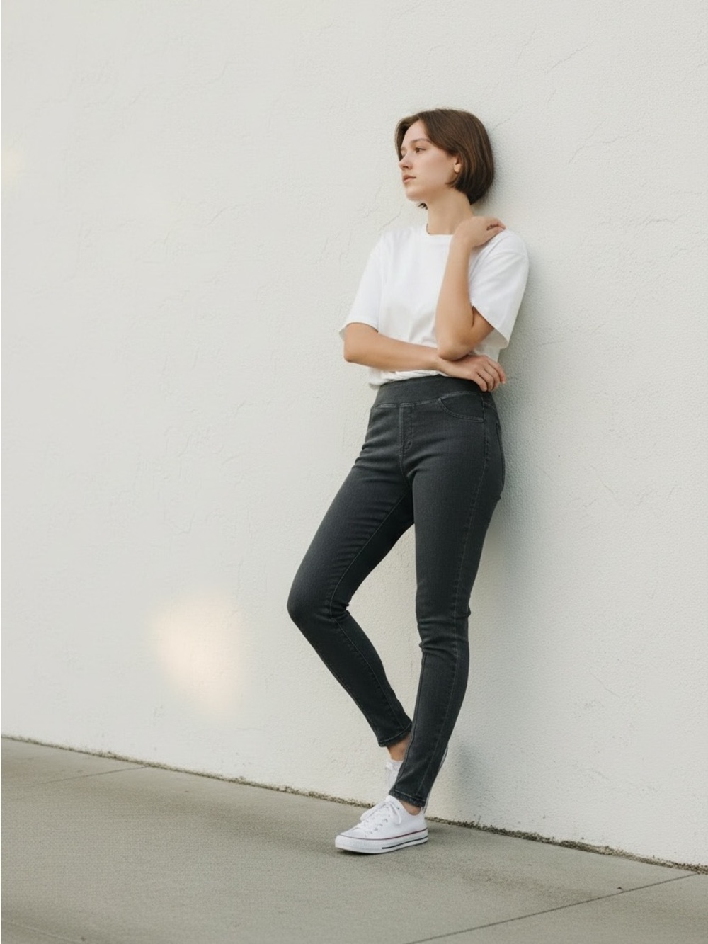Halara High Waisted Stretch Jeggings Washed Charcoal Grey, Size Small (US 4-6)